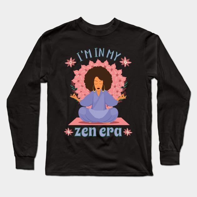 Zen Era Afro Woman Meditating Long Sleeve T-Shirt by SevenBearsDesigns